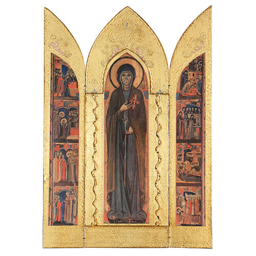 Franciscan triptych with Saint Clare, wood, 20x13 in 1