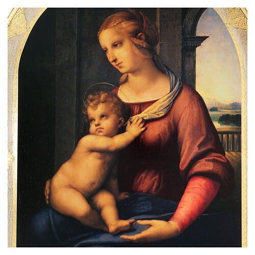 Tableau Raphaël Vierge à l'Enfant 80x60 cm bois de peuplier 2