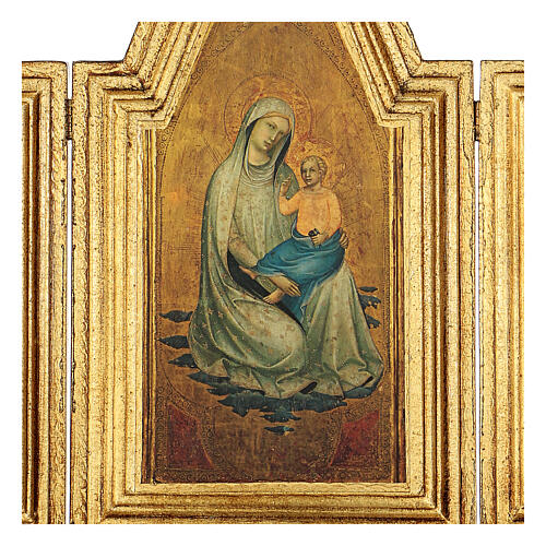 Tríptico marco madera Virgen con Niño y Santos 45x20/40 2