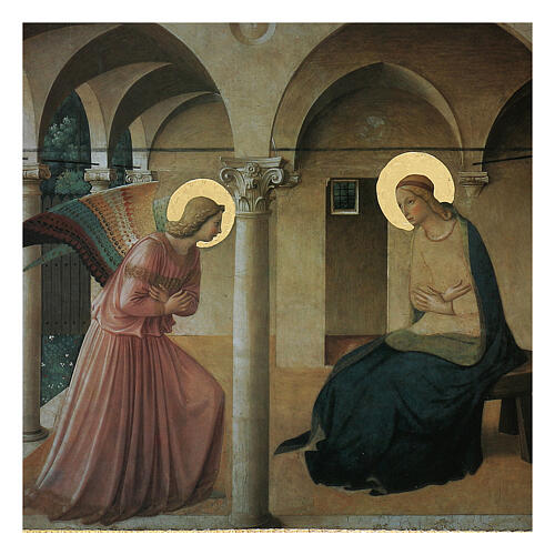 Tableau Annonciation Fra Angelico 50x65x5 cm bois doré 2