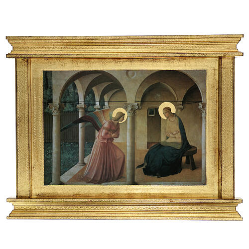 Quadro Anunciação Fra Angelico 50x65x5 cm madeira dourada 1