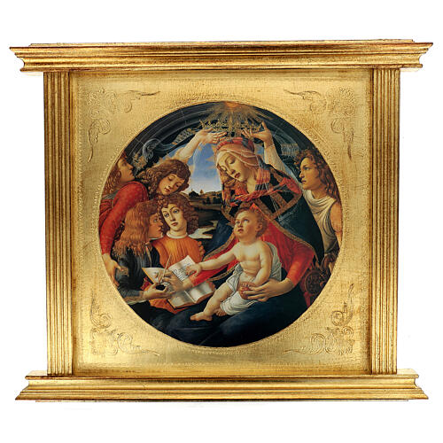 Cuadro Virgen Botticelli 75x85x5 madera hoja oro 1