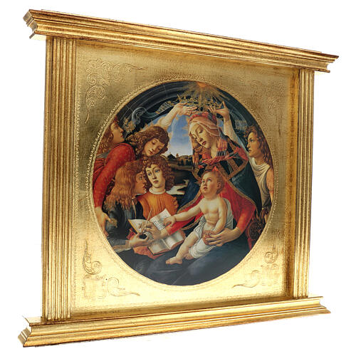 Tableau Madone du Magnificat de Botticelli 75x85x5 cm bois feuille or 3