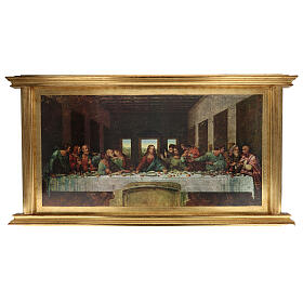 Quadro Última Ceia Leonardo da Vinci 80x150x5 cm madeira dourada