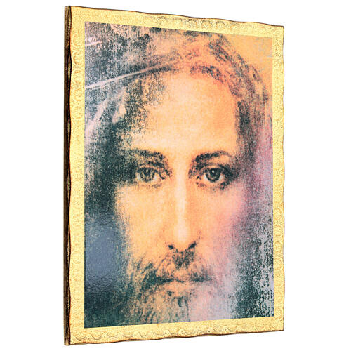 Impression bois Saint Suaire visage de Jésus 45x35 cm 3