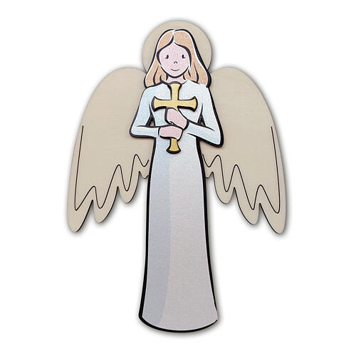 Engel der Stärke – zum Aufhängen, weiße Holzkreuzform mit Geschenkbox 3