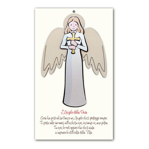 Angel of Strength, hanging picture of white wood 1