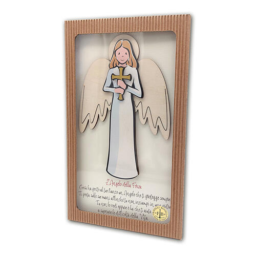 Angel of Strength, hanging picture of white wood 4
