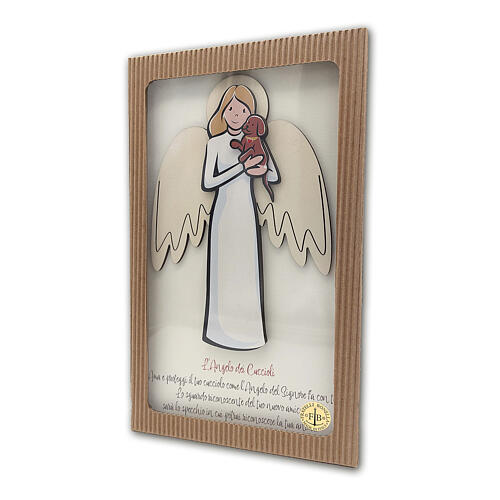 Angel of puppies, hanging picture of white wood 4