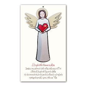 Angel of Mums, hanging picture of white wood