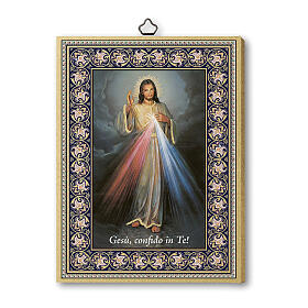 Quadretto Gesù Misericordioso stampato legno 20x15 cm