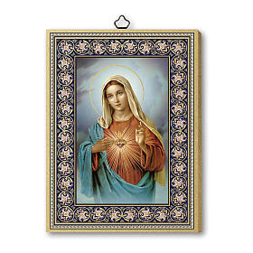 Quadro Imaculado Coração de Maria impresso na madeira 20x15 cm