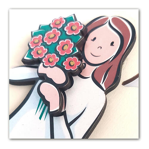 Engel der Freude und Hoffnung – Engel aus Holz auf Karton zum Aufhängen 2