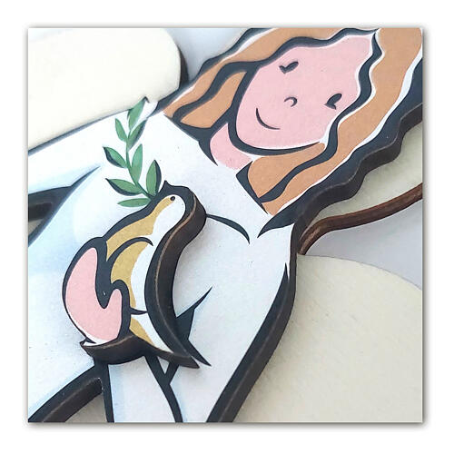 Engel des Friedens – Engelsfigur aus Holz auf Karton, 25×15 cm 2