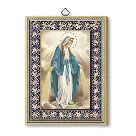 Miraculous Mary picture printed on wooden board 20x15 cm