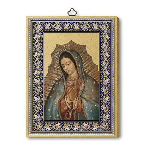 Picture of Our Lady of Guadalupe, print on wood, 8x6 in 1