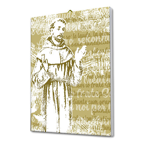 Gedrucktes einfarbiges Leinwandbild mit Heiliger Franziskus von Assisi 25x20 cm 2