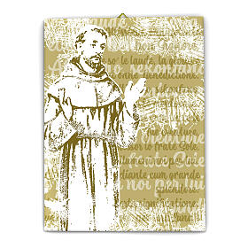 Toile imprimée monochromatique Saint François d'Assise 25x20 cm