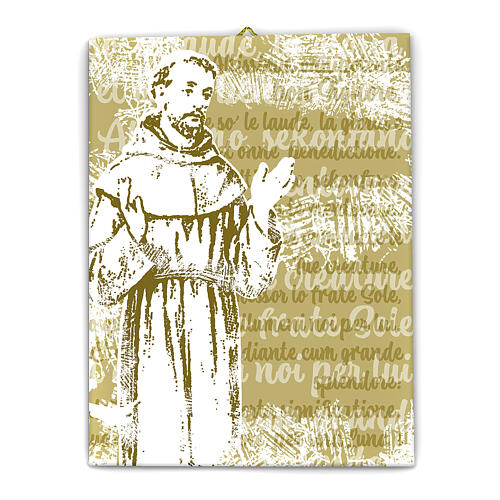 Toile imprimée monochromatique Saint François d'Assise 25x20 cm 1