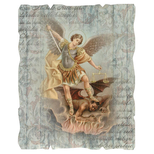 Tableau vintage Saint Michel Archange 10x15 cm 1