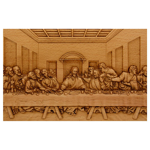 Last Supper Bas-relief in beech wood 55x32 cm 2