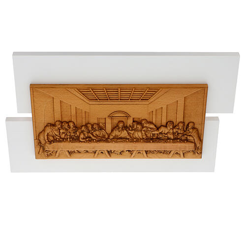Last Supper Bas-relief in beech wood 55x32 cm 3