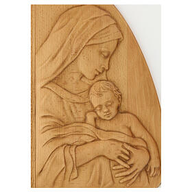 Wooden bas-relief of the Virgin with Child, 21x13 in