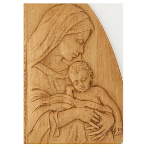 Wooden bas-relief of the Virgin with Child, 21x13 in 2