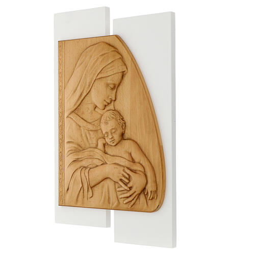 Wooden bas-relief of the Virgin with Child, 21x13 in 3