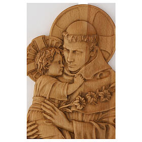 Bas-relief Saint Antoine bois hêtre support sapin blanc 55x32 cm