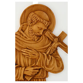 Bas-relief Saint François en bois massif 55x32 cm