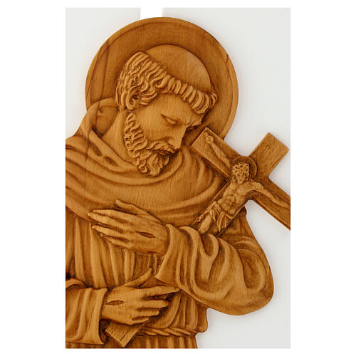 Baixo-relevo São Francisco em madeira maciça 55x32 cm 2