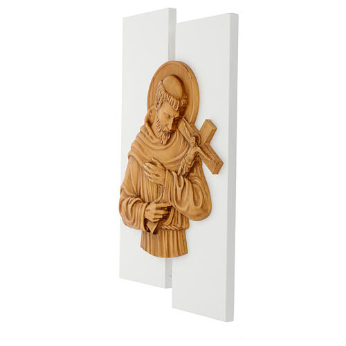 Baixo-relevo São Francisco em madeira maciça 55x32 cm 3