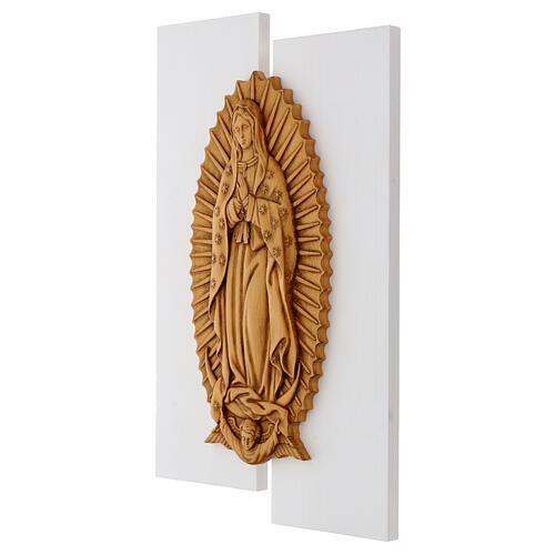 Baixo-relevo Nossa Senhora de Guadalupe madeira maciça 55x32 cm 3