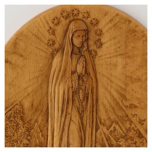 Bassorilievo Madonna di Fatima legno massello 55x32 cm 2