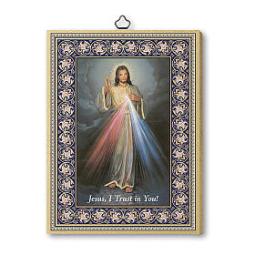 Quadro Cristo Misericordioso em inglês, em madeira, 20x15 cm