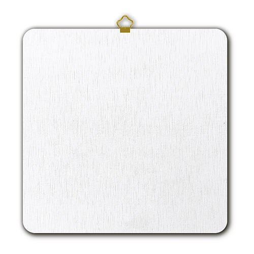 Kleines Bild, Engel mit Kerze – auf Holz gedruckt mit italienischer Inschrift, 20 x 20 cm 3