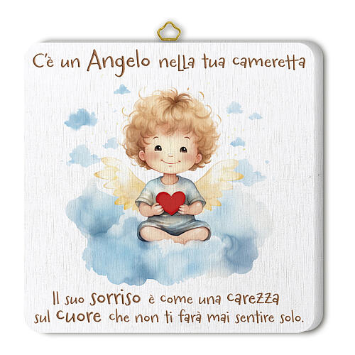 Cuadrito de madera ángel con corazón caja 20x20 cm 1