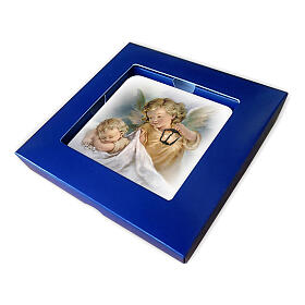 Guardian Angel picture with lantern and gift box 10x10 cm