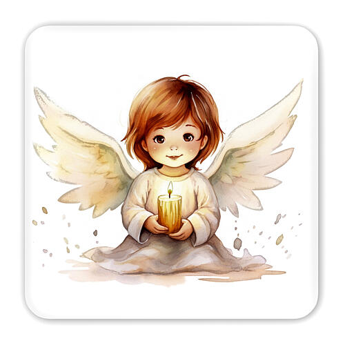 Angel picture with candle in gift box, 4x4 in 1
