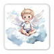 Blond angel sitting on a cloud with box, 10x10 cm s1