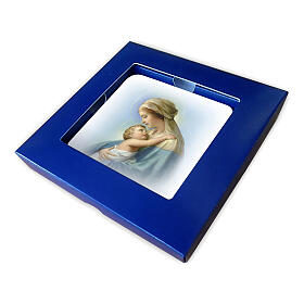 Madonna with Child wooden picture 10x10 cm with box