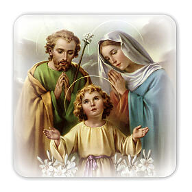 Wooden picture with Holy Family with box 10x10 cm