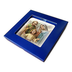 Wooden picture with Holy Family with box 10x10 cm