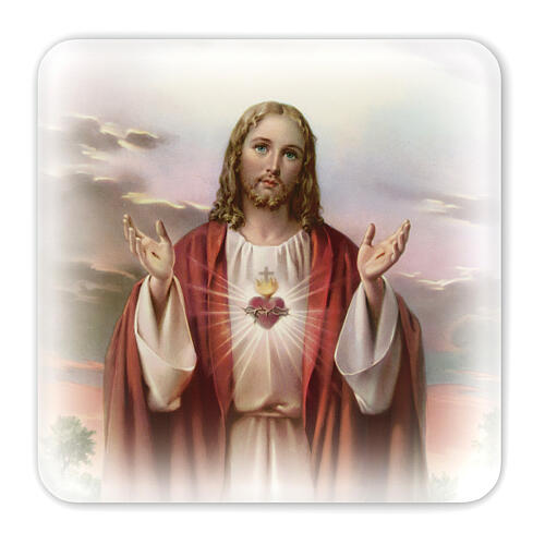 Sacred Heart Jesus wooden picture with gift box 10x10 cm 1