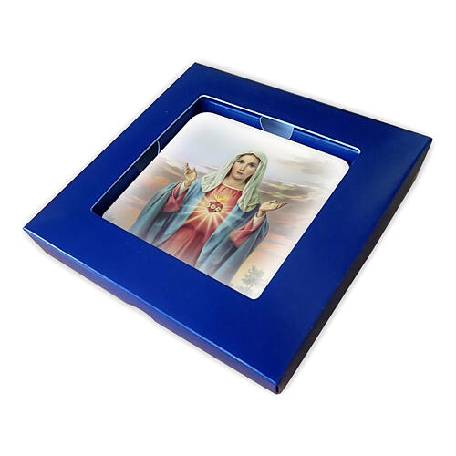 Wooden picture of the Immaculate Heart of Mary in gift box, 4x4 in 2