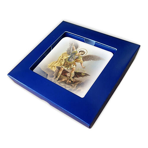 Saint Michael picture with gift box 10x10 cm 2