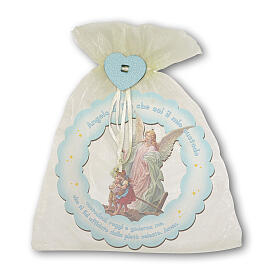 Round blue wall hanging decor, Guardian Angel, 4 in