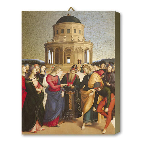 Sposalizio della vergine su tavola legno con scatola 25x20 cm 1