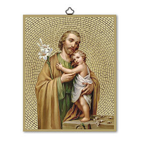 Wandbild, Heiliger Josef mit Jesuskind – goldene Mosaikoptik, 25 x 20 cm